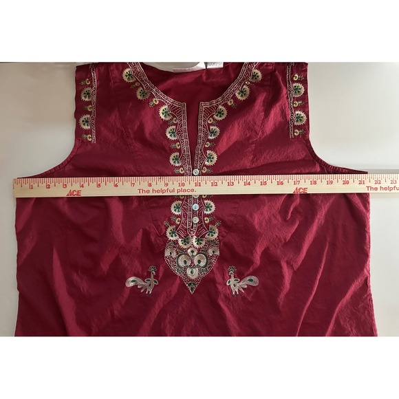 Soft Surroundings‎ Sz XLP Red Sleeveless Embroidered Top 100% Cotton Gypsycore - Picture 5 of 12